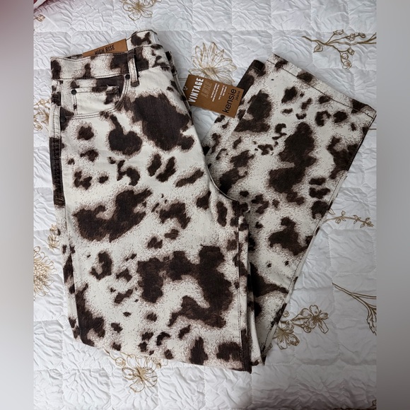 Kensie Denim - Kensie High Rise Cow Print Jeans - Brown and White